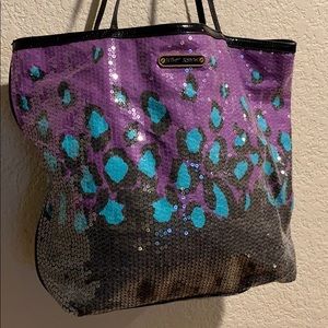 Betsey Johnson sequin leopard tote bag